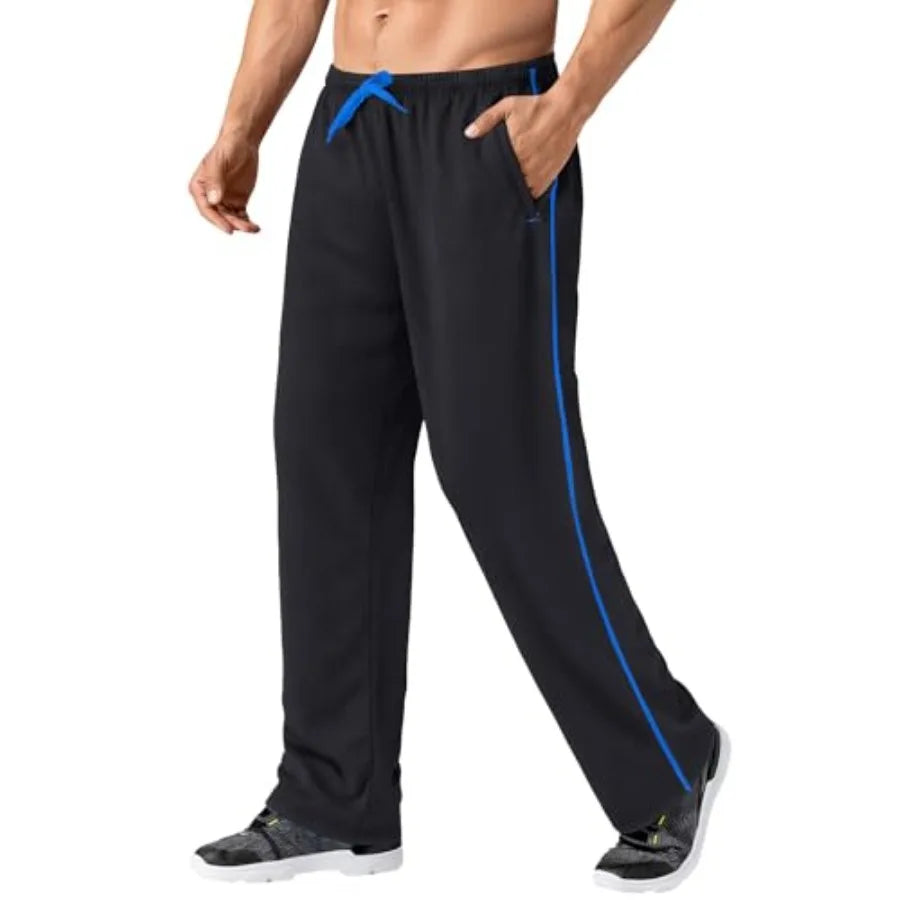 Men's Lightweight , Loose Fit, Open Bottom  Sweatpants  with Zipper Pockets.
