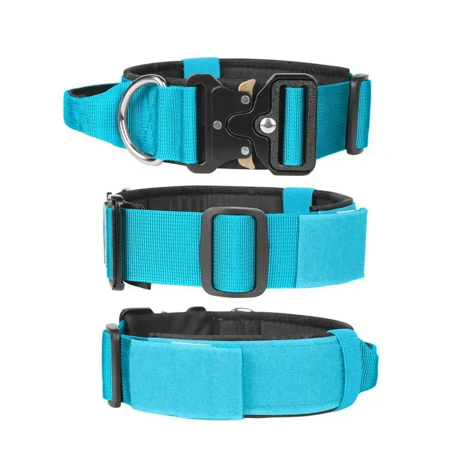 Adjustable Tactical Dog Collar With Handle For Medium And Large Dog Breeds.