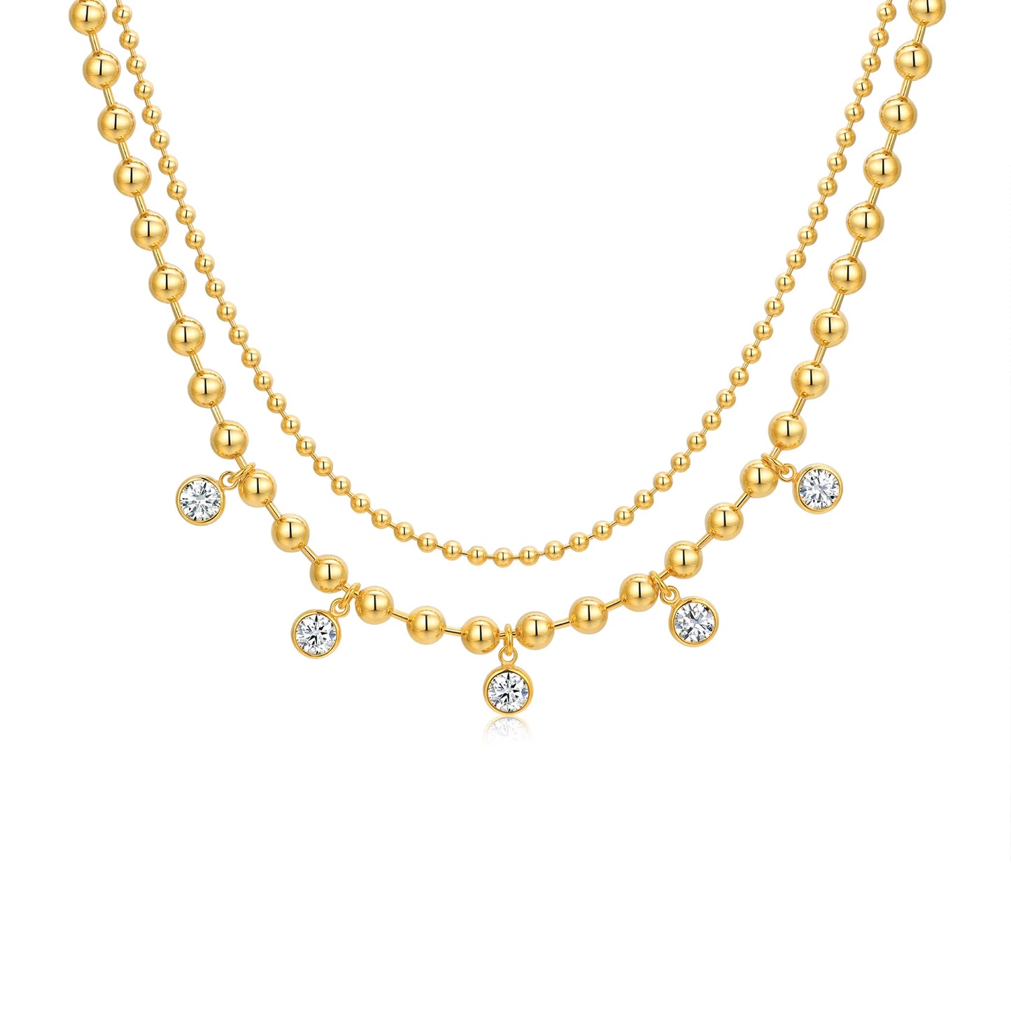 JIUZUAN Moissanite Layered Necklace 
