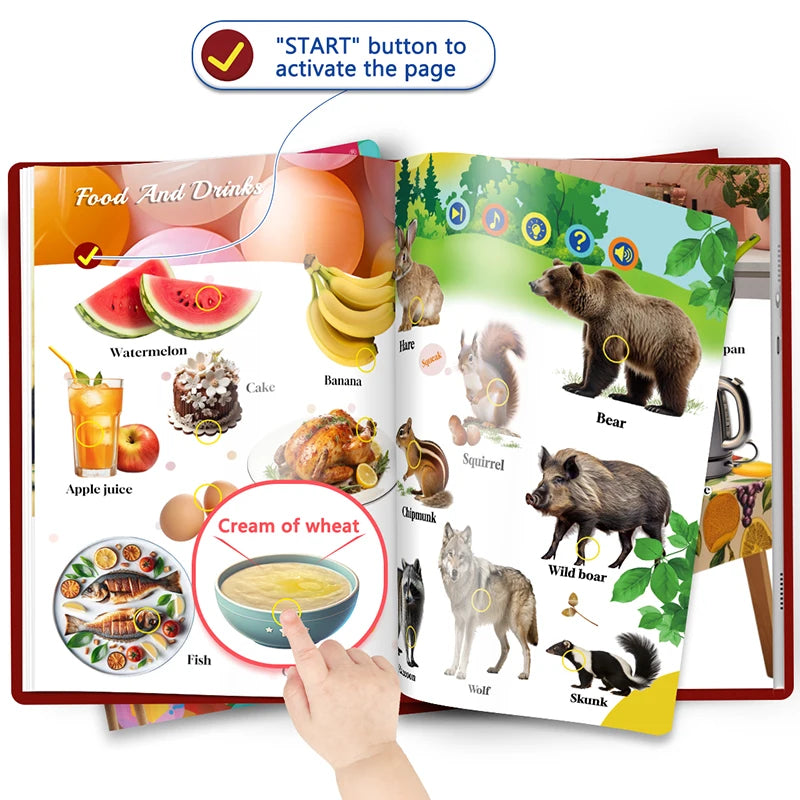 English Sound Book, Talking E-Book Montessori Interactive Toy For Children.