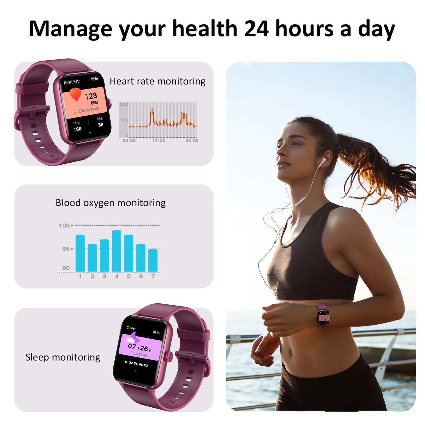 IOWODO R50 Waterproof Smart Watch 1.85'' HD Screen For Men & Women.