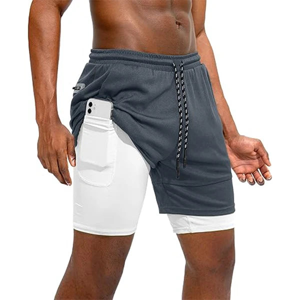2 In 1 Short Pant Double-deck Training Workout For Men.