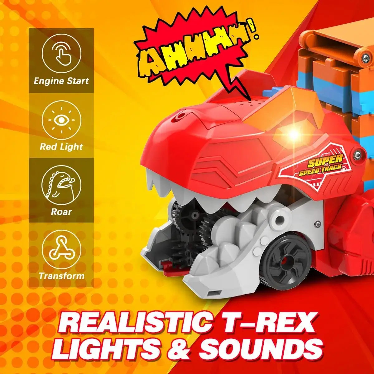 Dinosaur 3-In-1 Transport Truck Car Toys