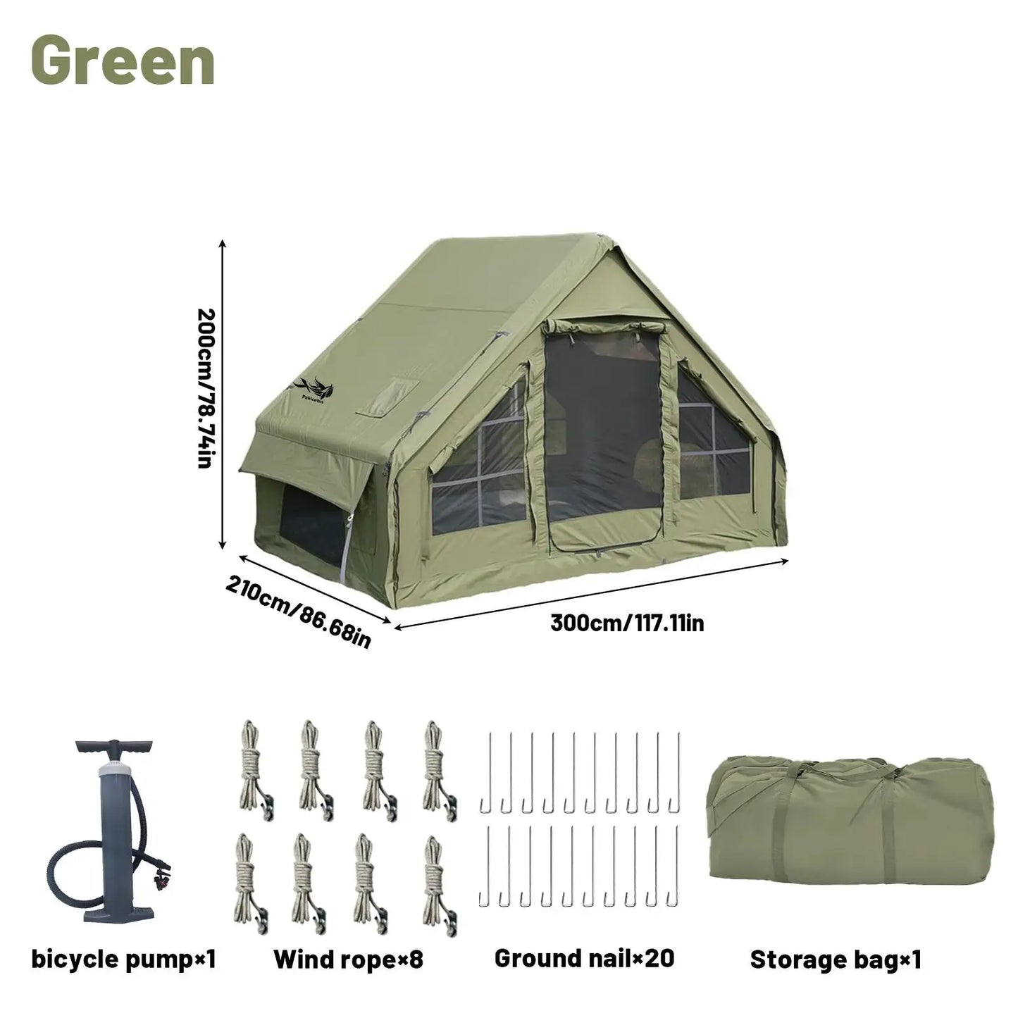 Pakicetus  Waterproof 4-8 Person Inflatable Camping Tent With  Quick-Setup, Air Frame  &  Stove Jack.