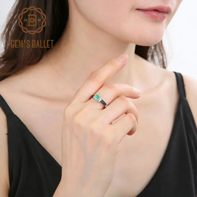 Natural Emerald  Pave Style Ring For Women.