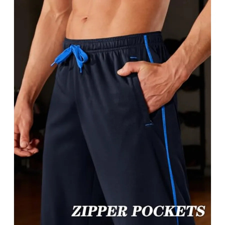 Men's Lightweight , Loose Fit, Open Bottom  Sweatpants  with Zipper Pockets.