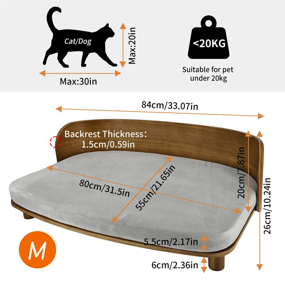 Unique Elevated Wood Sofa with Cushion For Pets.