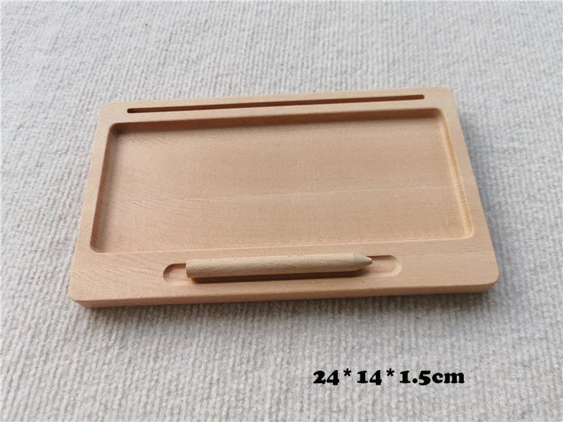 Montessori Toys Wooden Learning Tablet with Chalks Divided Trays.
