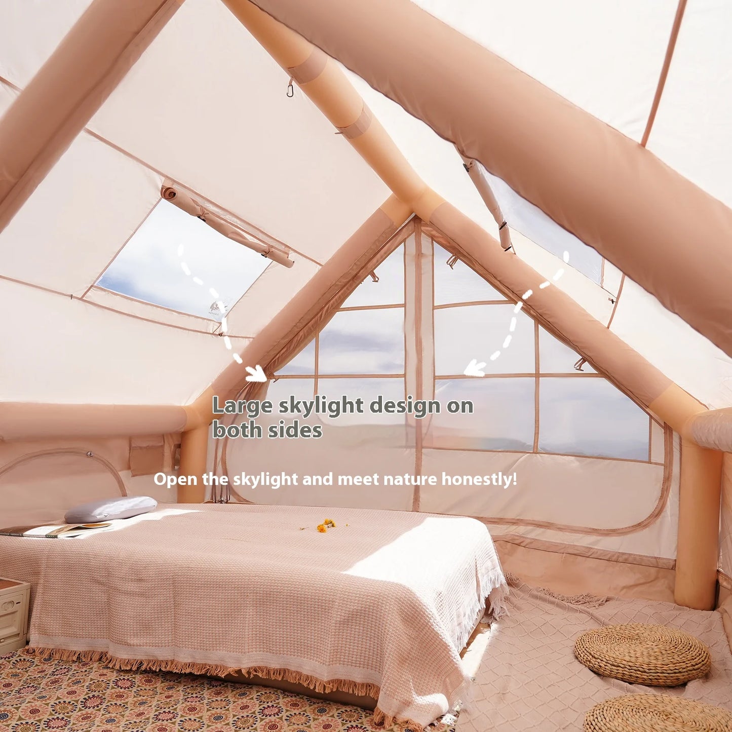 Luxury Inflatable Tents With Stove Plug, 4/6/8 Person For Family Camping.
