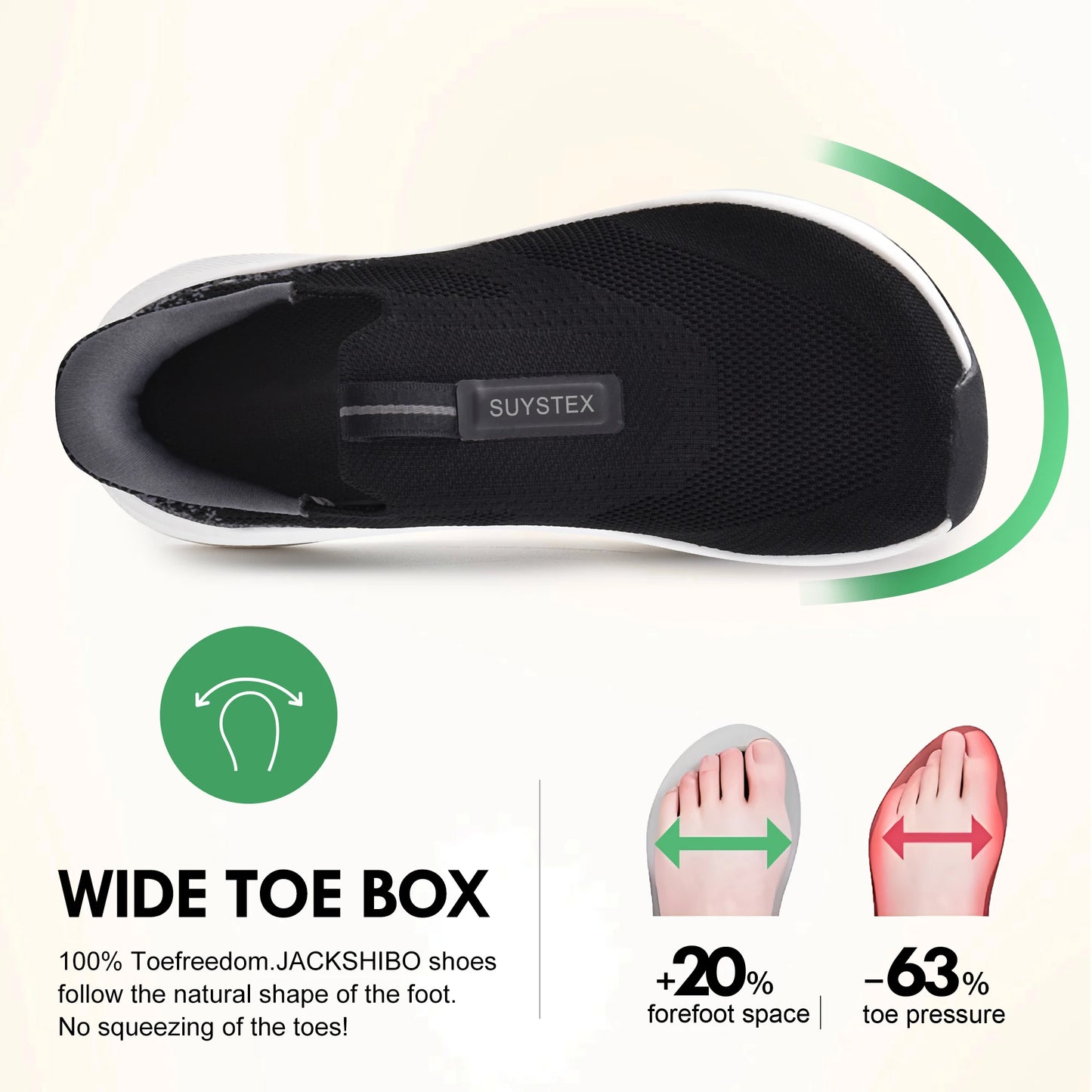 Men's Slip in Free up Hands Shoes, Wide Toe Box & Arch Support.