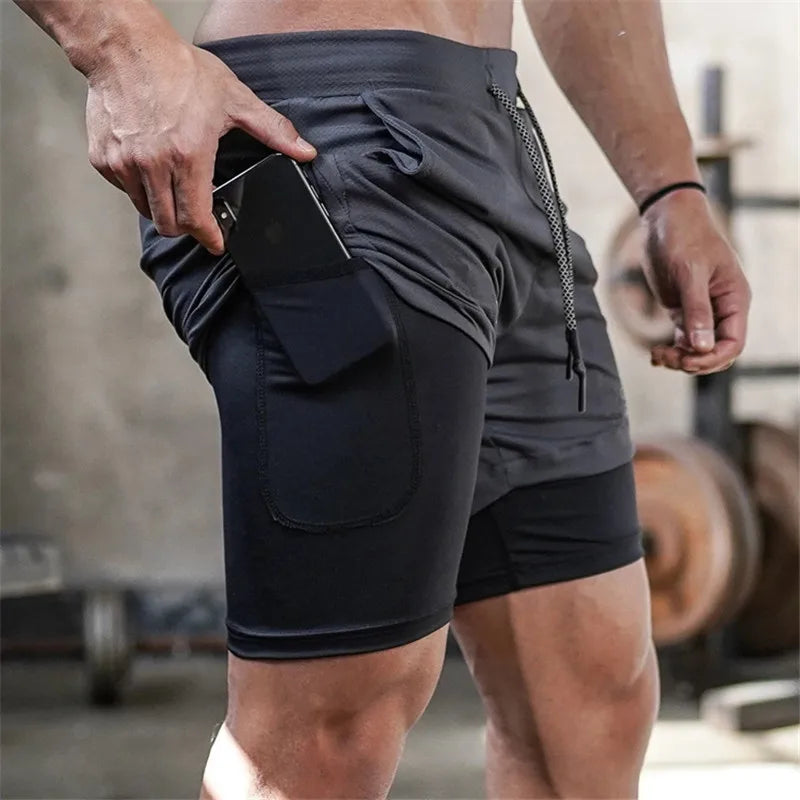 Running   2 in 1 Sports Jogging Fitness Shorts For Men.