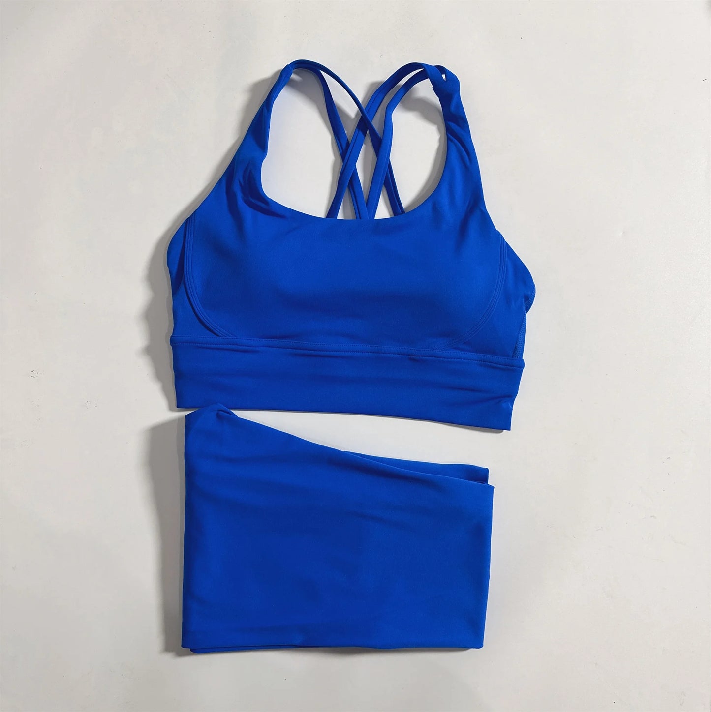 Tight Soft Cross Fitness Bra & Compression High Waist Yoga Legging For Fitness Training.