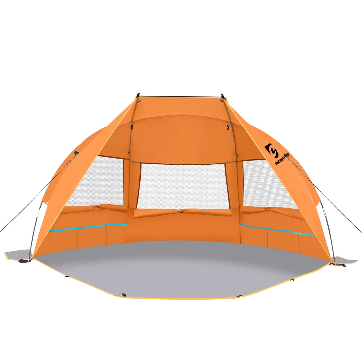 Beach Tent 3 Person Sun Shelter UPF 50+ with Extended Waterproof Pe Floor & 3 Windows.