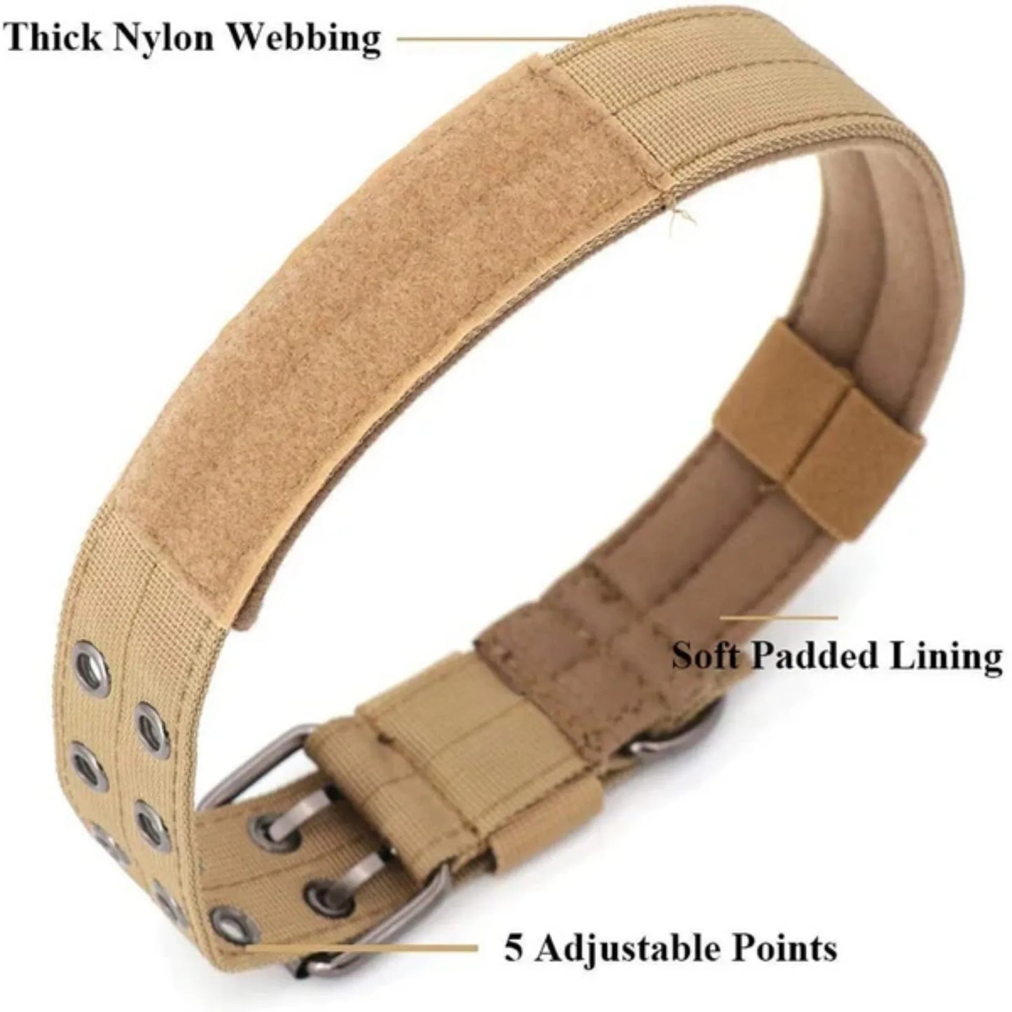 K9 Military 2" Wide Tactical Heavy Duty Nylon Large Dog Collar With Metal Buckle.