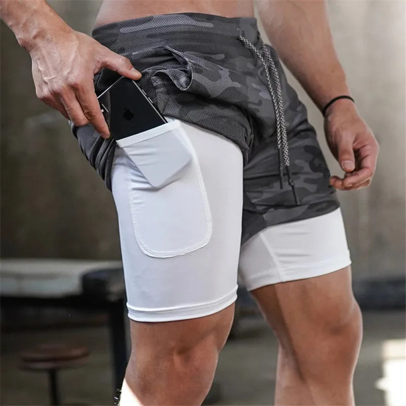 Running   2 in 1 Sports Jogging Fitness Shorts For Men.