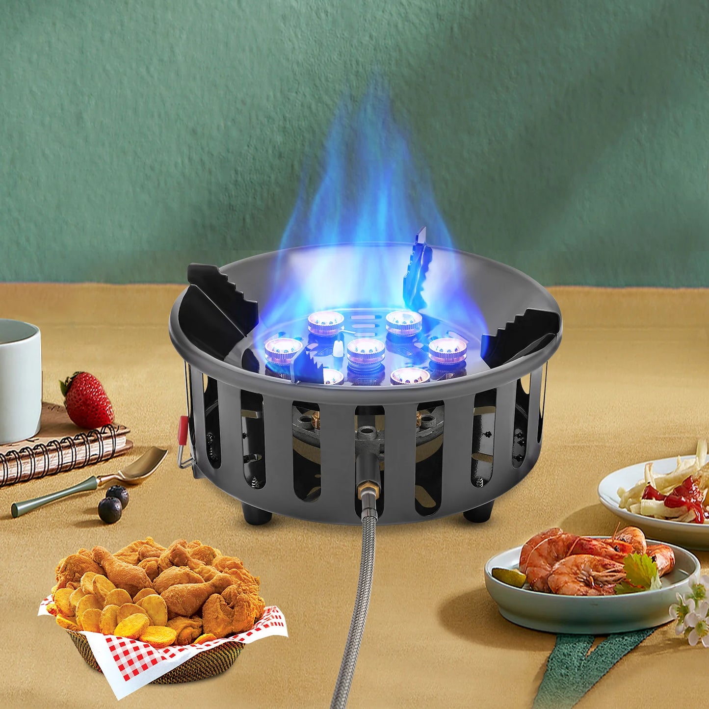 Electronic 7-Core Gas Windproof Burner For Camping .