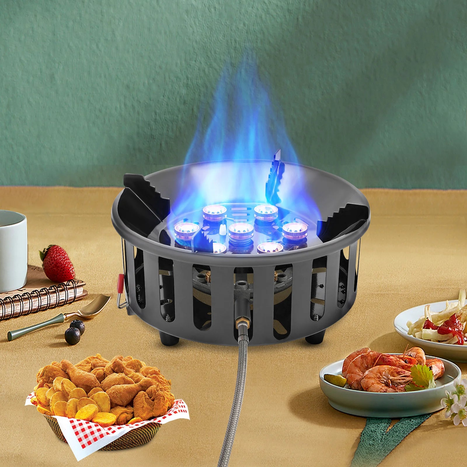 Electronic 7-Core Gas Windproof Burner For Camping .