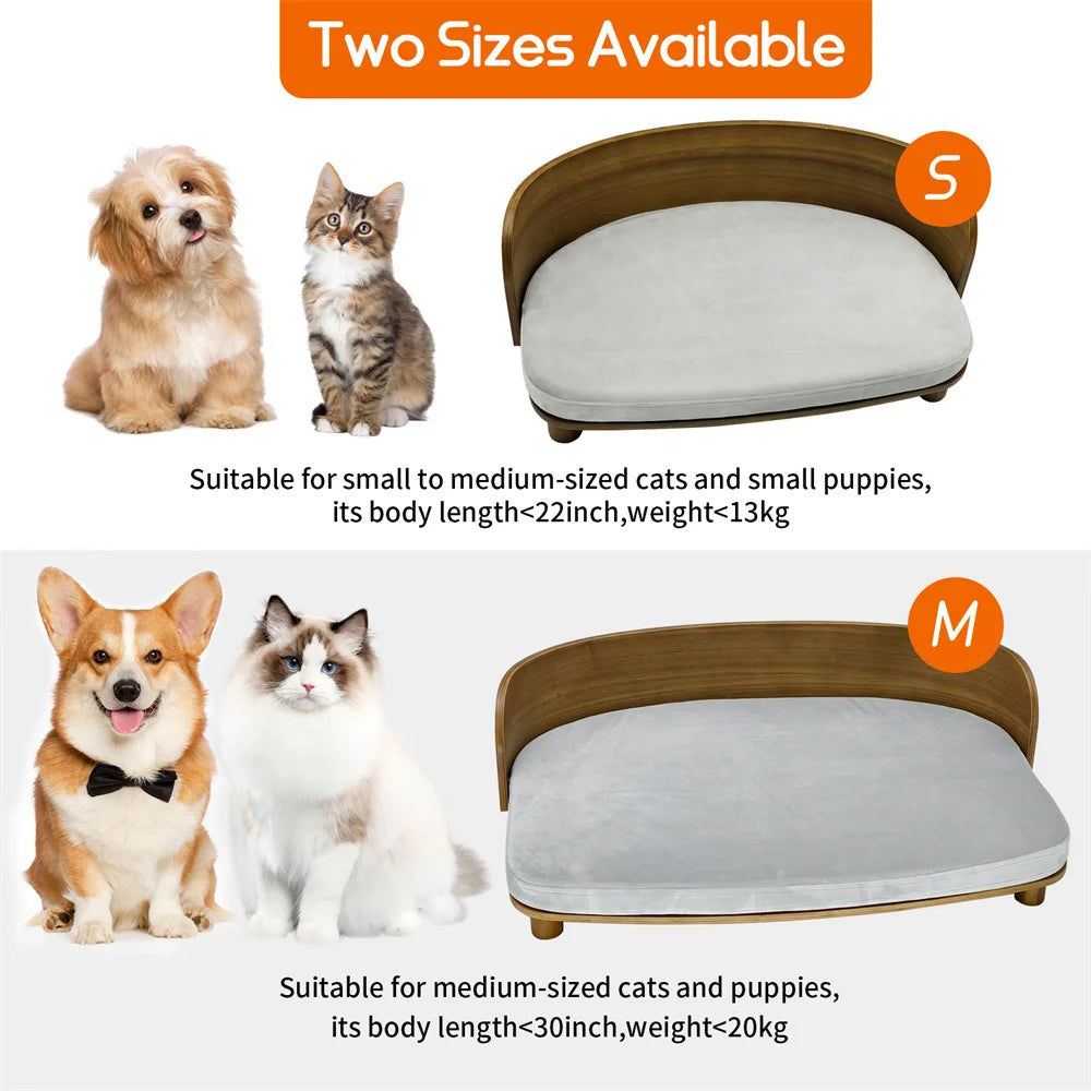 Unique Elevated Wood Sofa with Cushion For Pets.