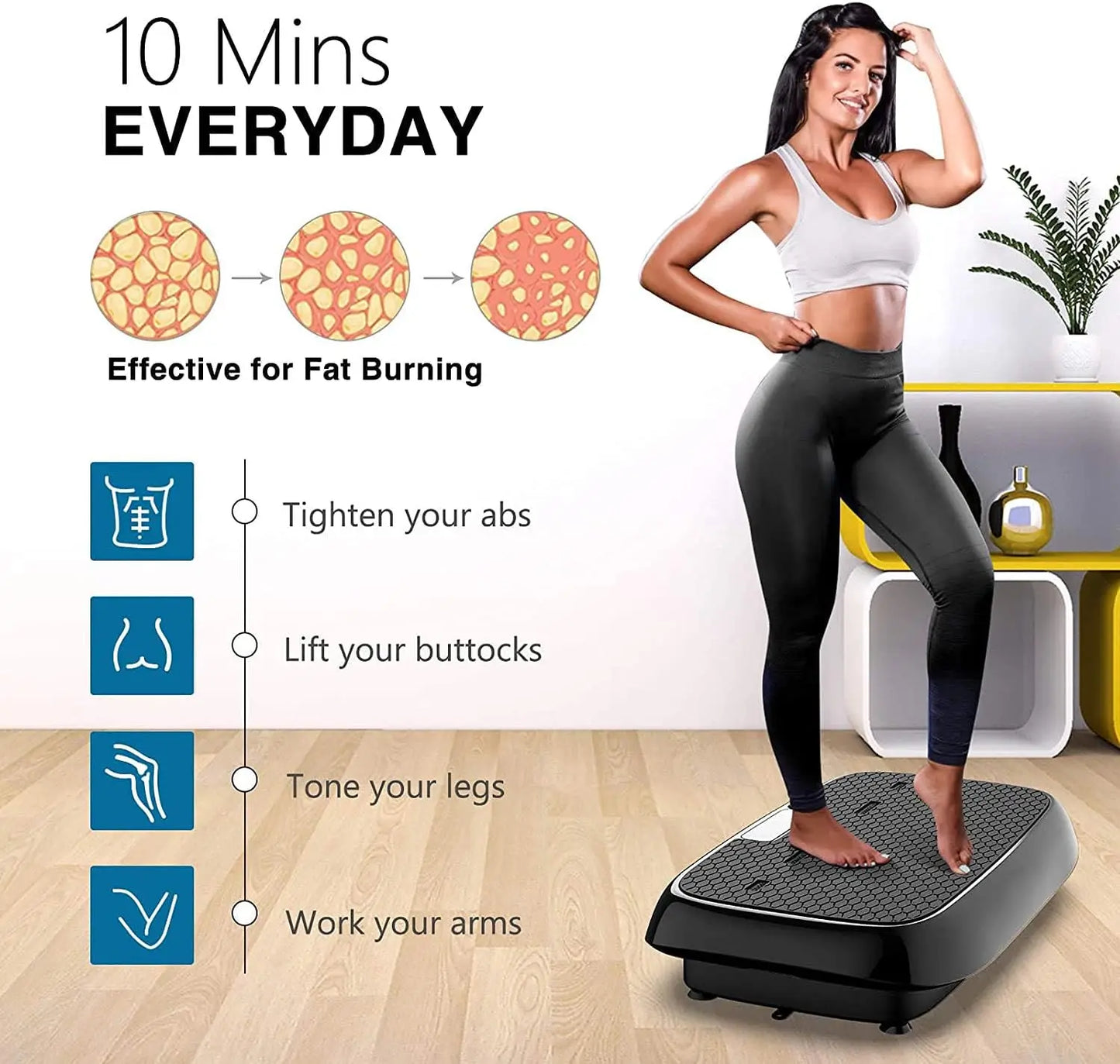 Whole Body Vibration Platform Exercise Machine with Bluetooth Speaker.