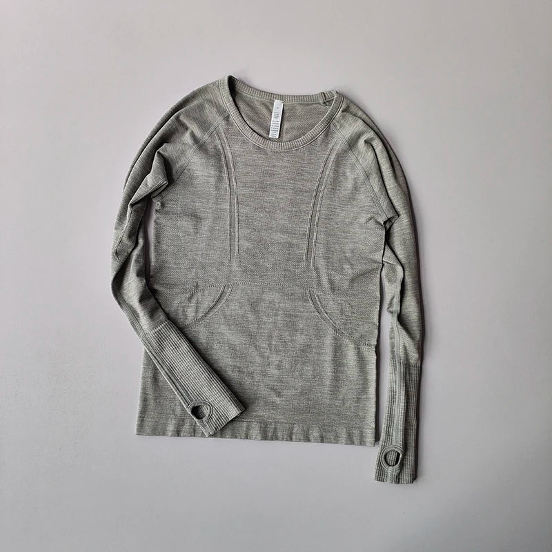 Yoga  Sports  Long Sleeve Tops With  Round Neck For Fitness Workout.