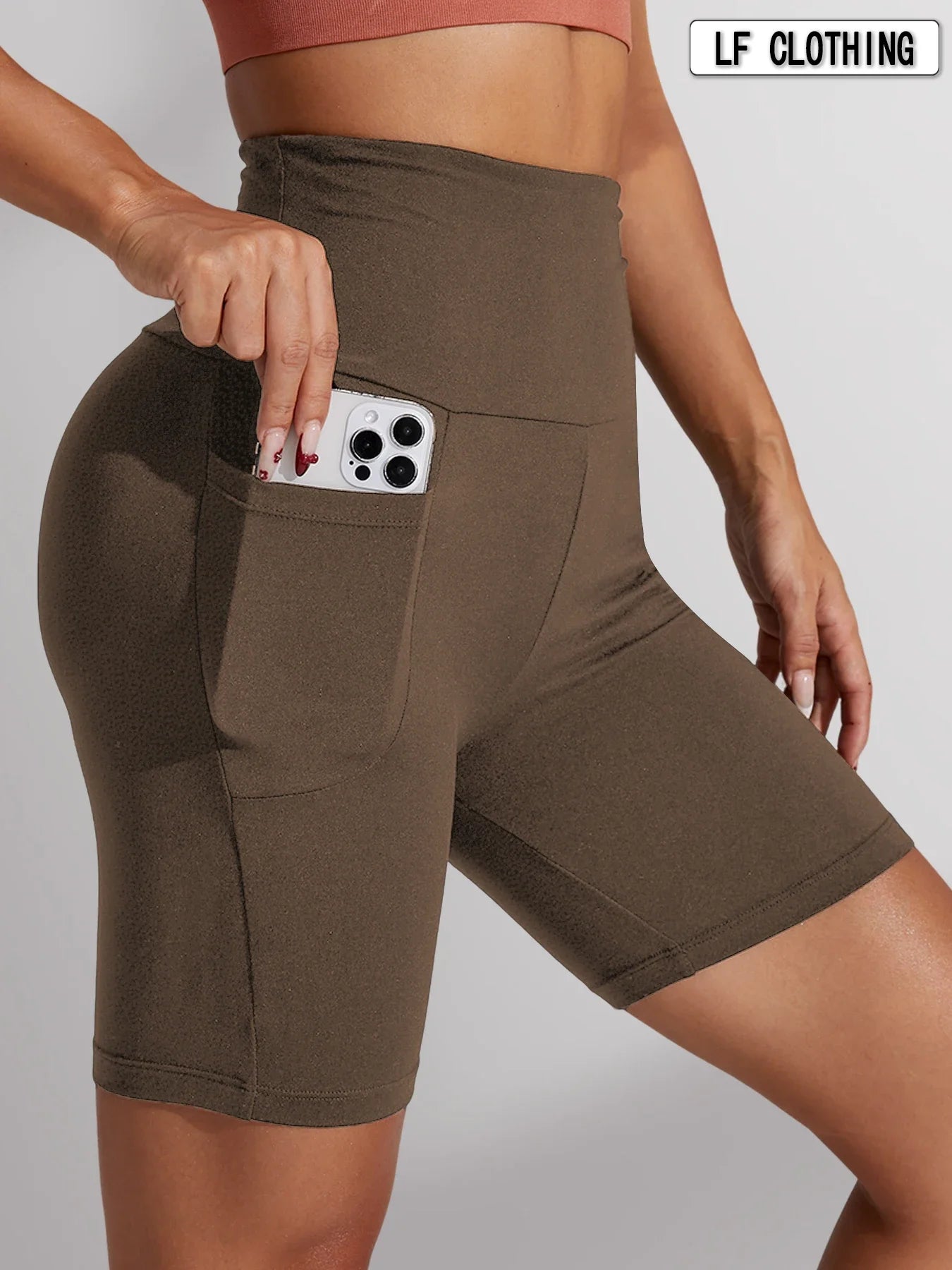 High Waisted Biker Shorts  With Pockets For Women.