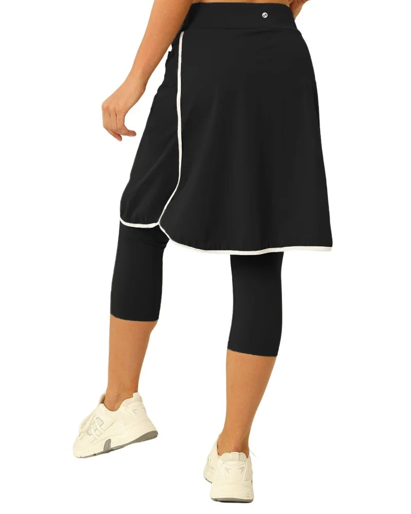 Knee Length Women's Workout  Skirt  With Capri Pants.