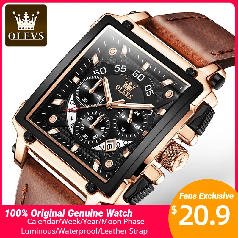 OLEVS Luxury Square Watch for Men.