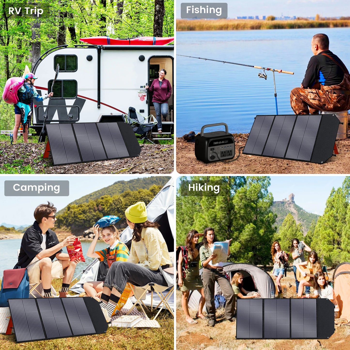 Foldable 100W Portable Solar Panels  With Adjustable Kickstand.