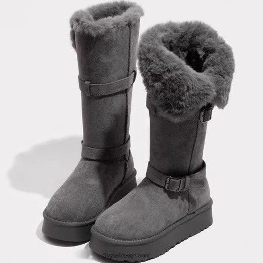 New Thick-Soled Height-Increasing Fleece-Lined  Long Snow Boots.