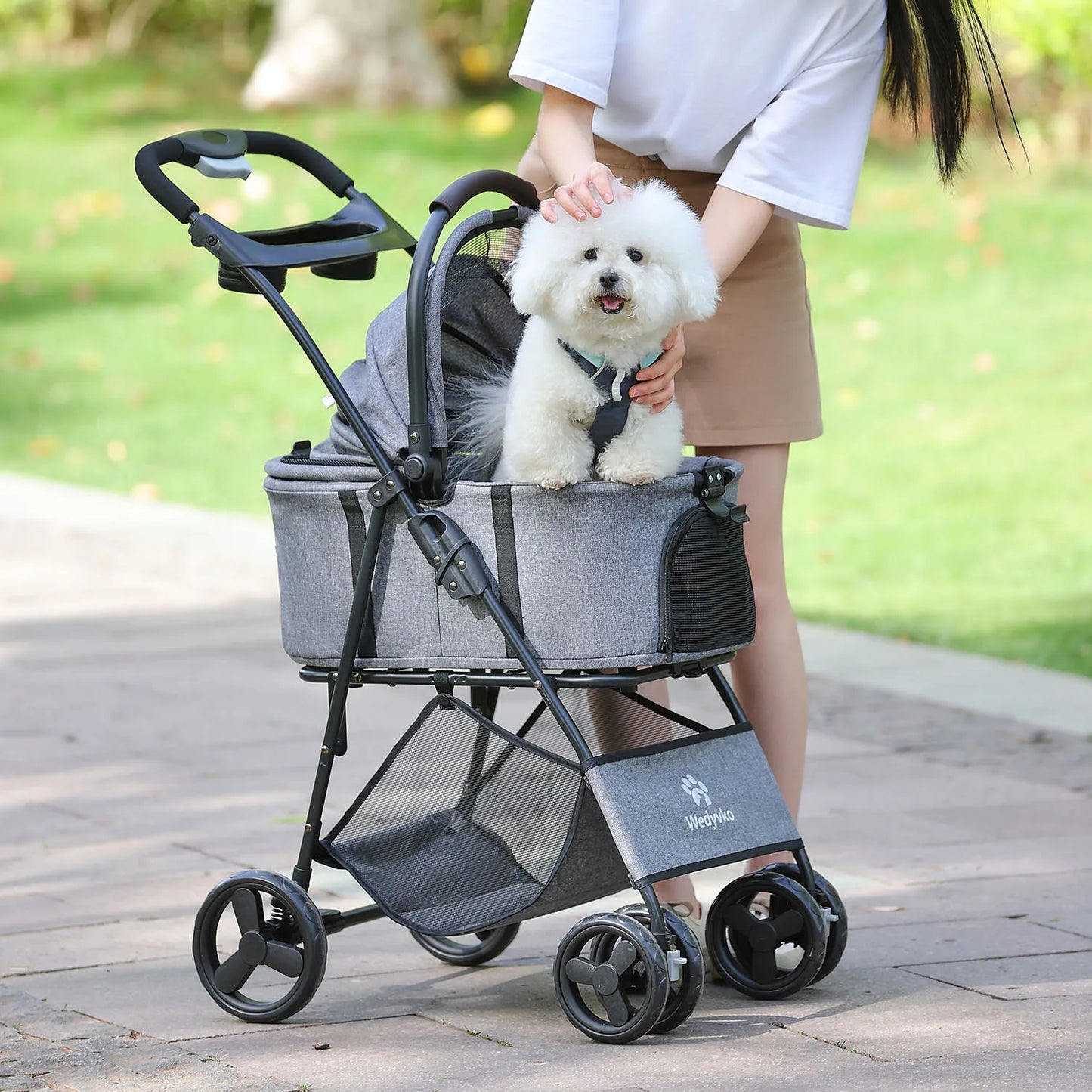 3 in 1 Pet Stroller with Removable Carrier, Folding Stroller for Small/Medium Dogs and Cats,