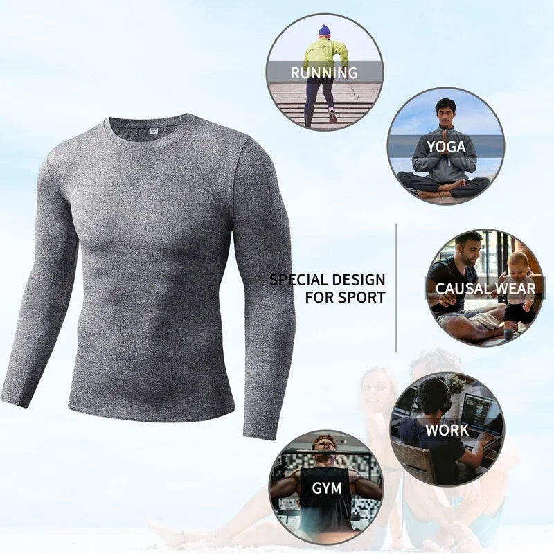 Quick Dry Compression  Long Sleeve T-shirt  For Men.