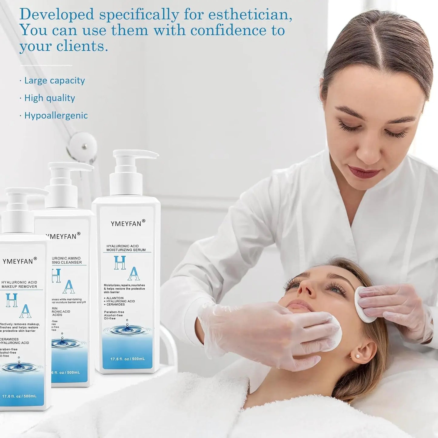 5-in-1 Professional Hyaluronic Acid Skin Care Set 17.6 Fl oz Ideal for Salons SPAs  &Home Use.