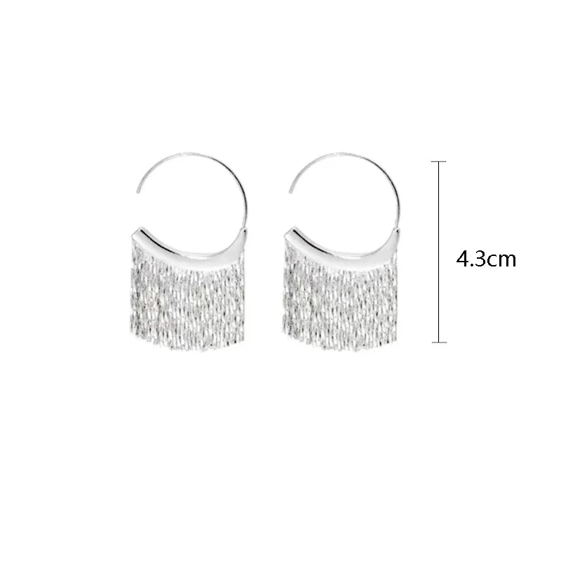 925 Silver Dense Snake Bone Tassel Earrings For Women.