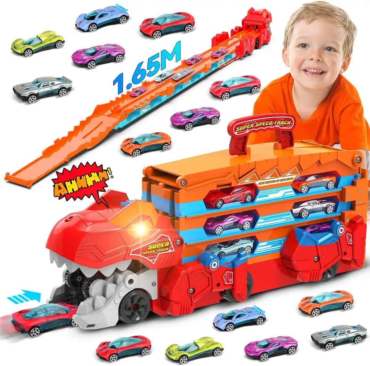 Dinosaur 3-In-1 Transport Truck Car Toys