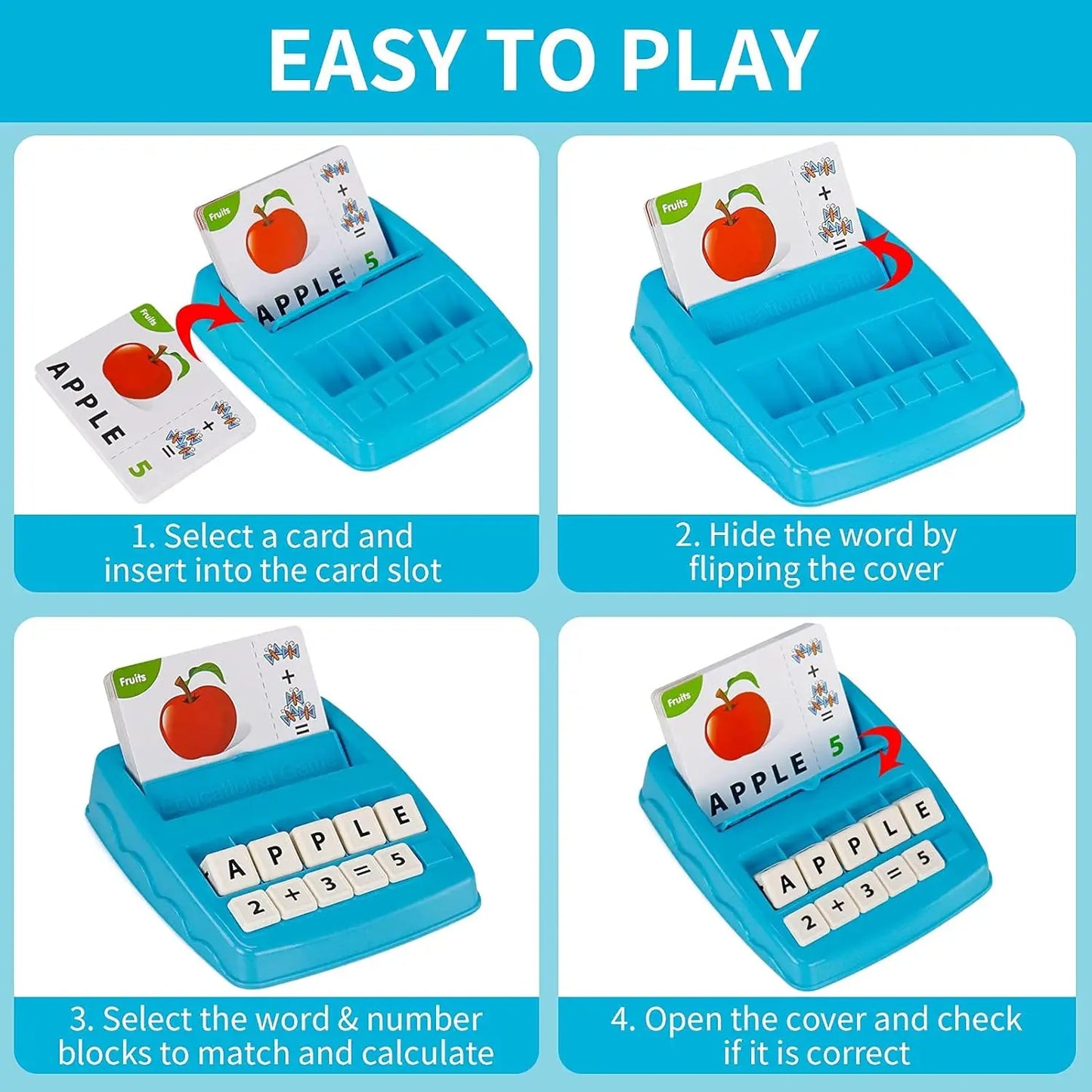 Educational 2 in 1 Matching Letter Spelling ,Number Cognition. Early Math Game for Boys  & Girls.