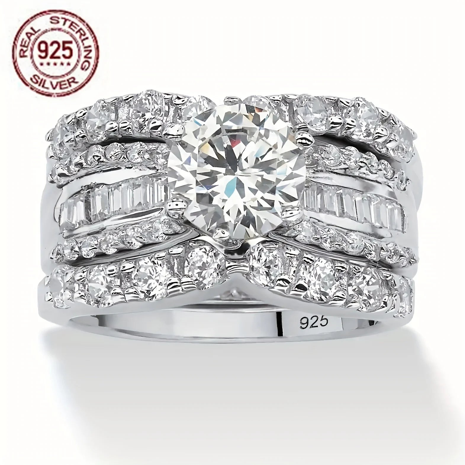 Set of 3 Luxurious Women's Wedding Rings Made Of 925 Silver