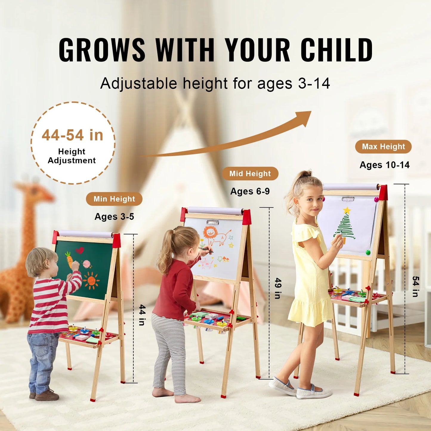 VEVOR  Wooden Double-Sided Kid's Art Easel.