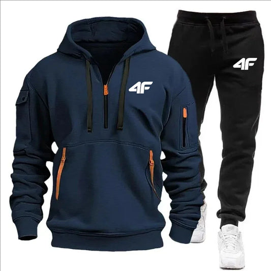 Men's  4F Tracksuit Zipper Hood Multi-Pocket And Protective Pants .