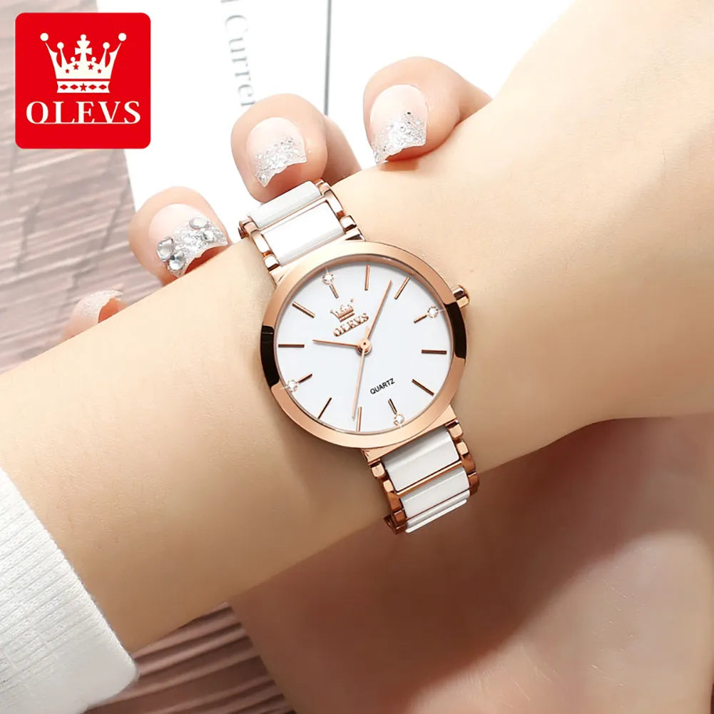 OLEVS watch for Women with ceramic watchstrap.