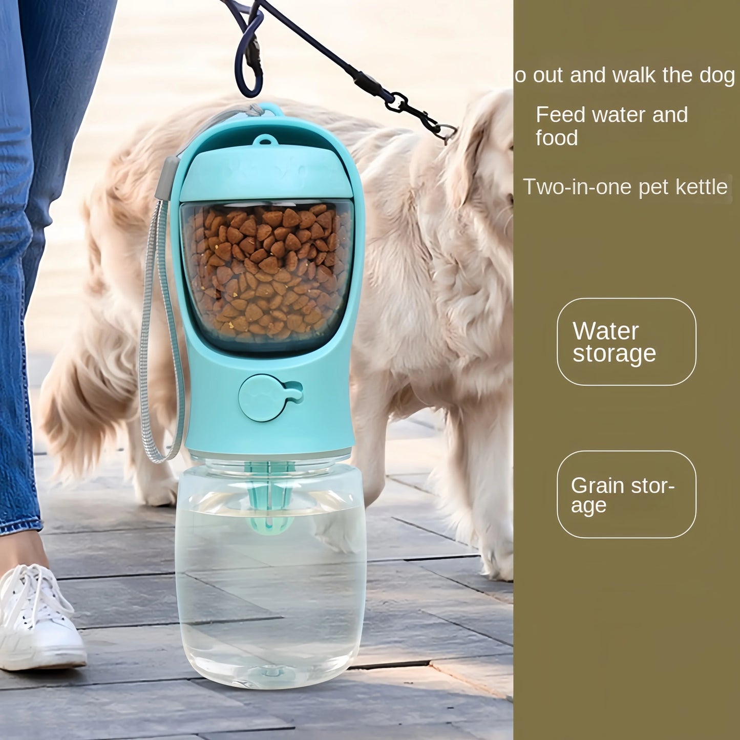 Portable Dog & Cat Bottle with Storage For  Food and Water.