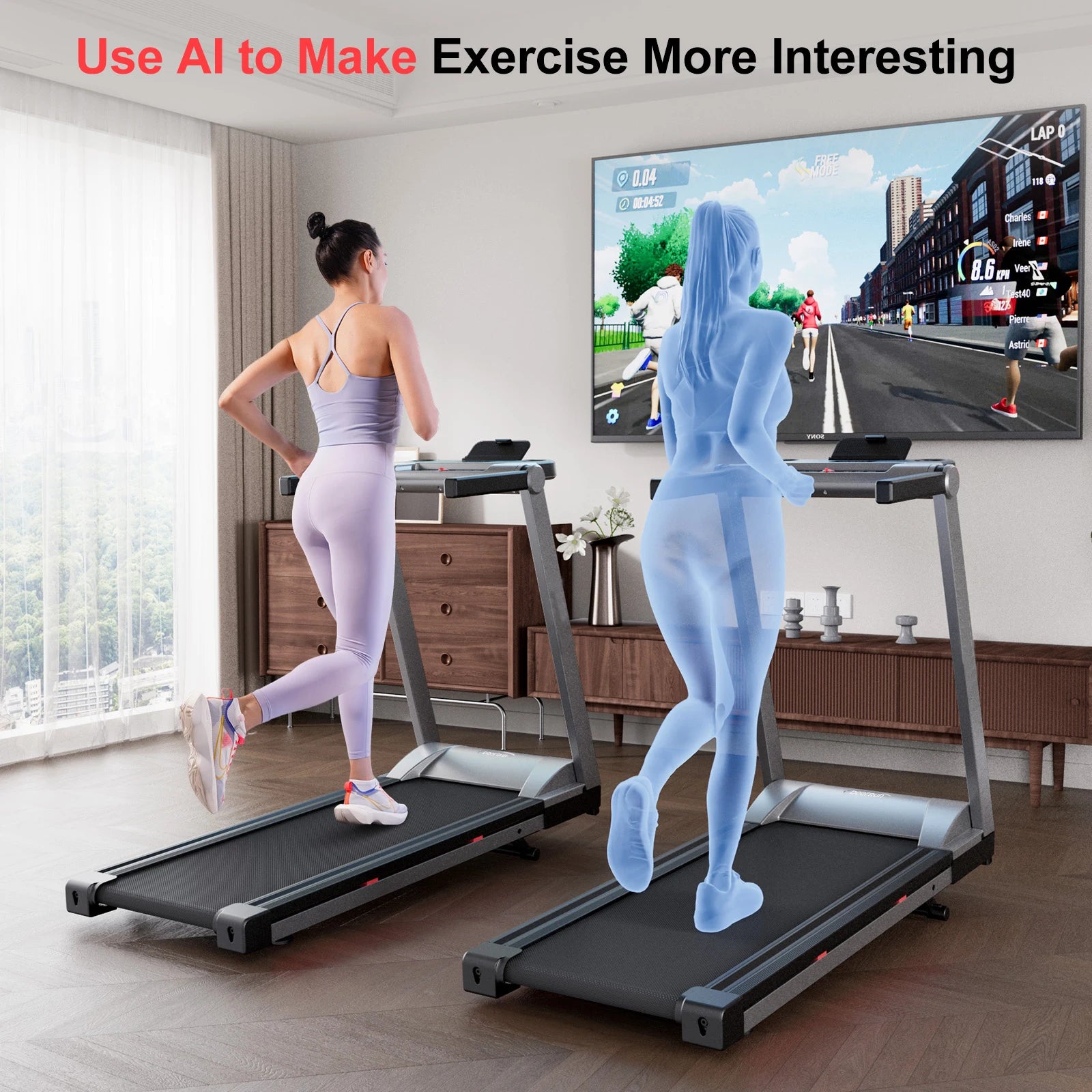 3.5HP Foldable Incline Home Treadmill With Handle Bar Holder
