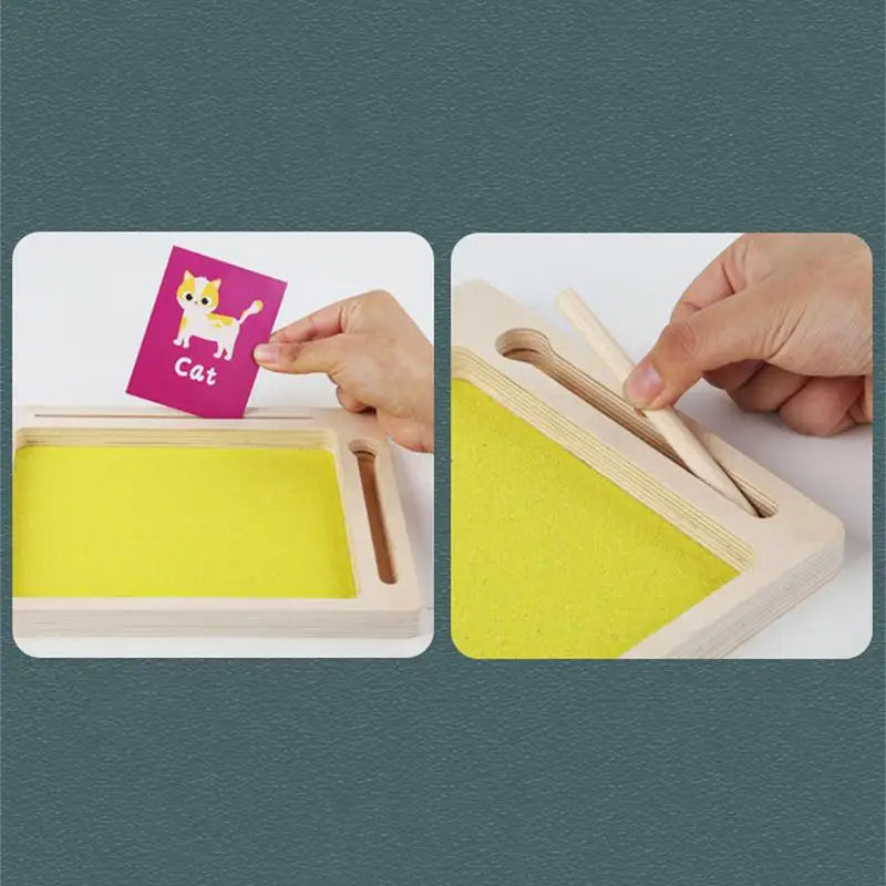 Wooden Montessori Sand Tray With Wooden Pen For Writing.