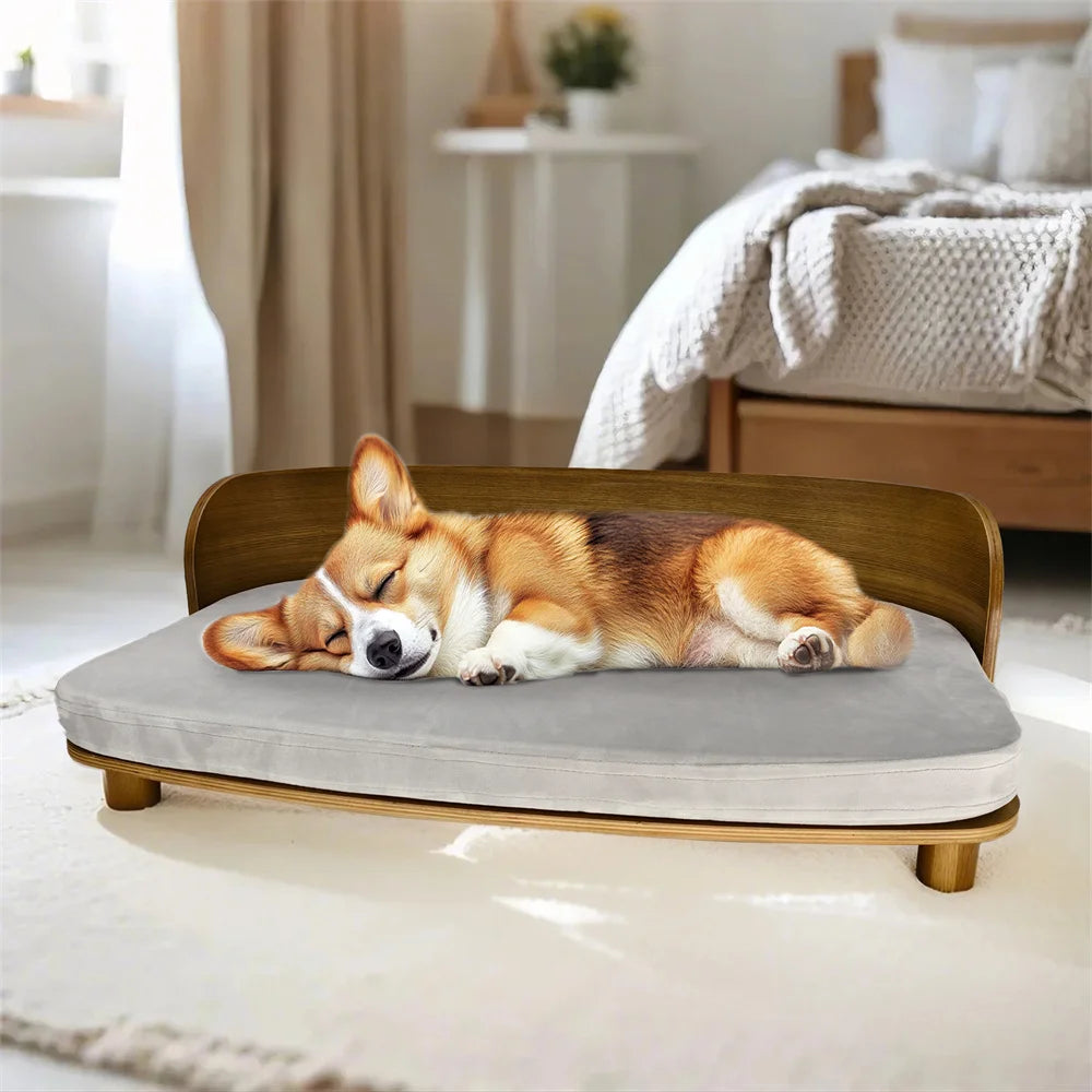 Unique Elevated Wood Sofa with Cushion For Pets.