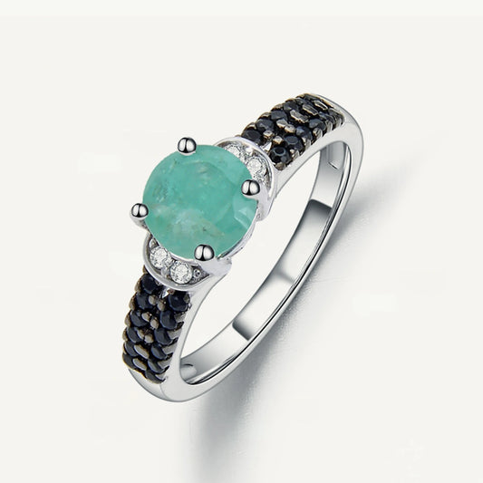 Natural Emerald  Pave Style Ring For Women.