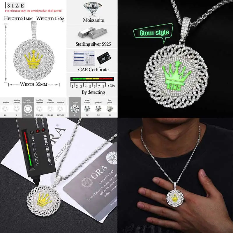 Classic Luminous Style Personalized Pendant with Necklace. (Silver 925 )