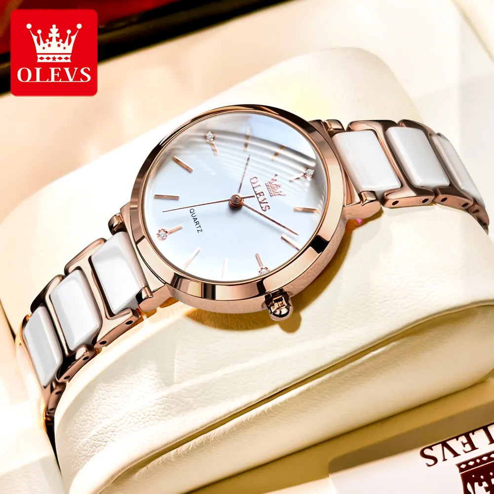 OLEVS watch for Women with ceramic watchstrap.