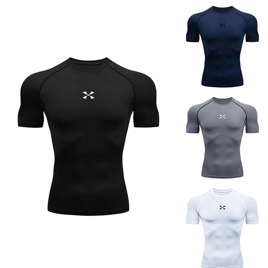 Men Athletic Compression Short Sleeve Running T Shirt.