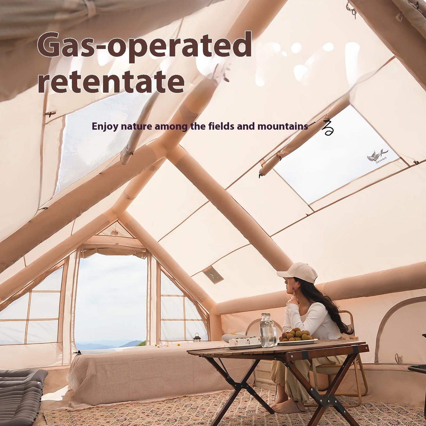 Luxury Inflatable Tents With Stove Plug, 4/6/8 Person For Family Camping.