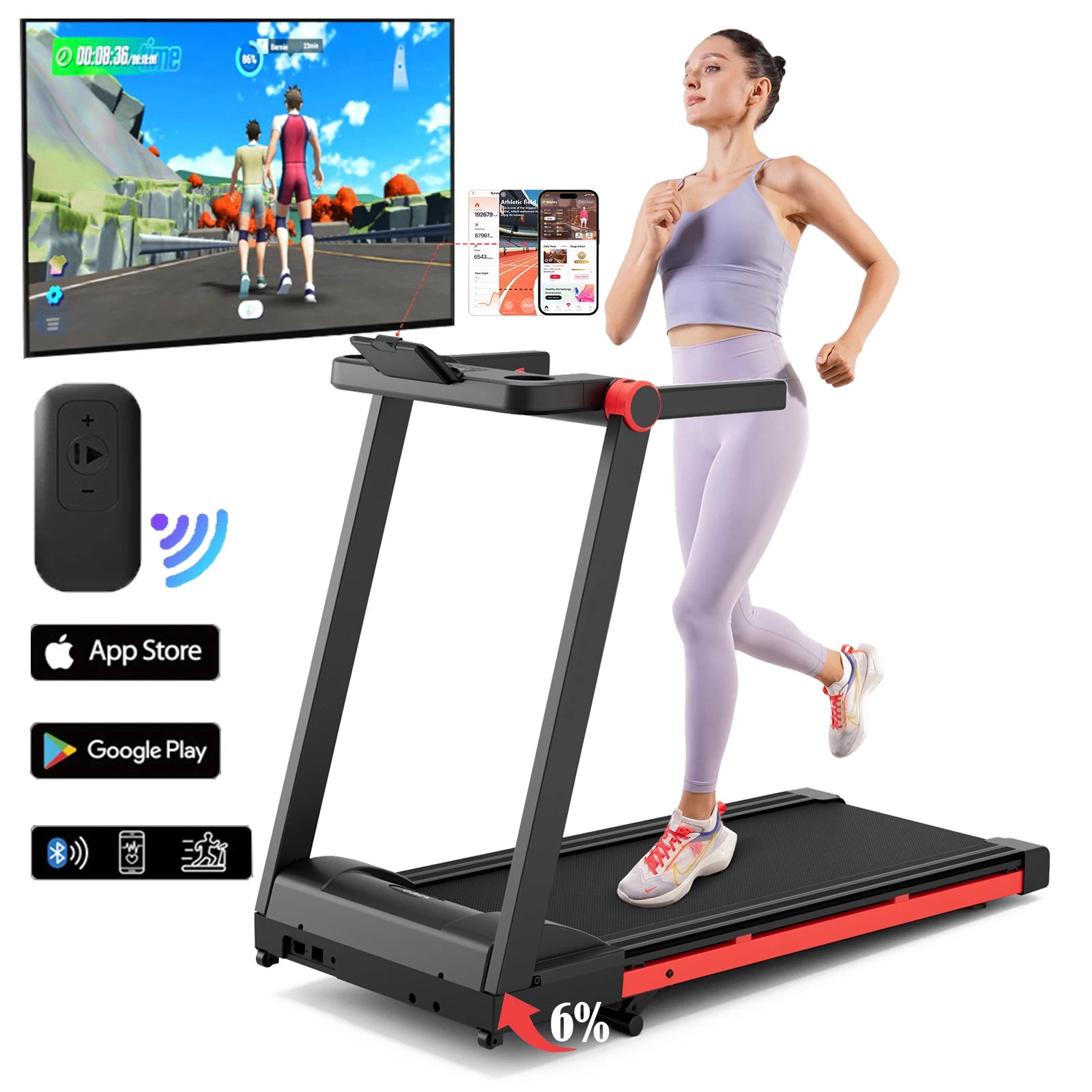 3.5HP Foldable Incline Home Treadmill With Handle Bar Holder