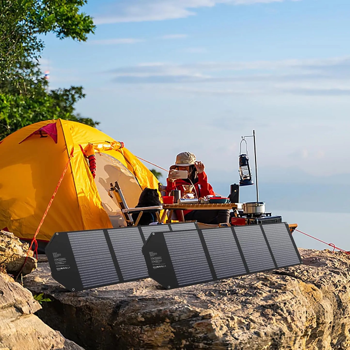 Foldable 100W Portable Solar Panel for Power Station Generator.